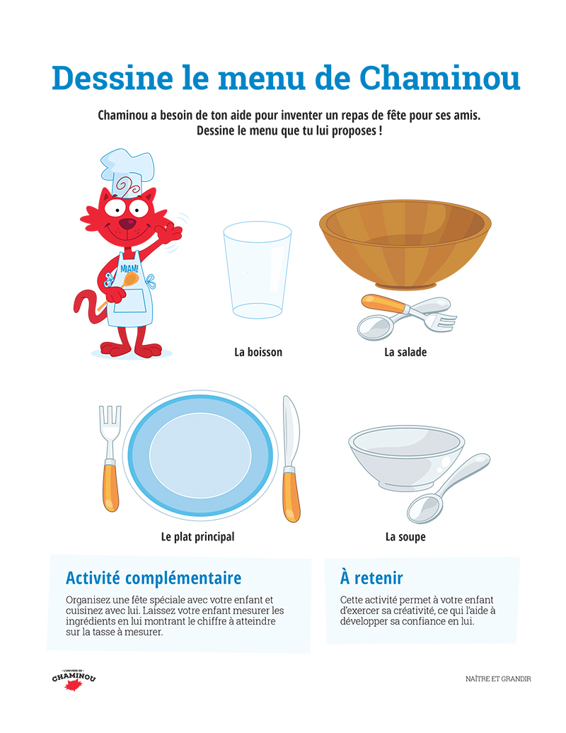 Dessine le menu de Chaminou