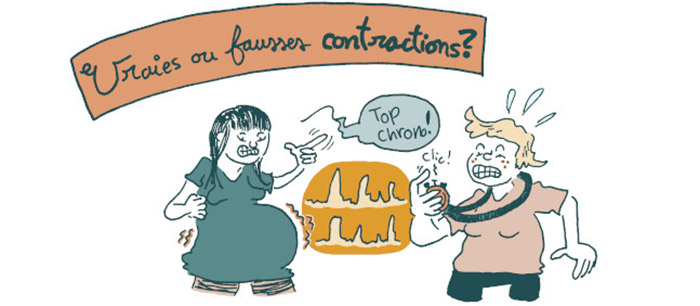 Grossesse: les contractions en bande dessinée