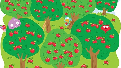 Cachette dans les pommiers