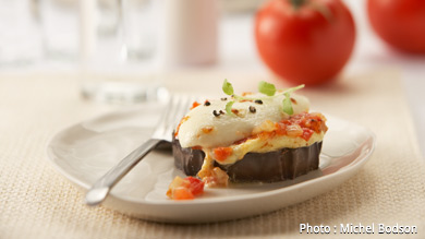 Aubergines gratinées aux trois fromages