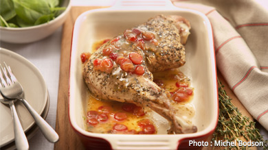 Cuisse de dinde, sauce à l'échalote et aux canneberges