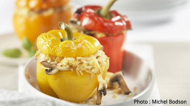 Poivrons farcis aux deux fromages et aux champignons