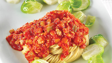 Spaghettinis à la sauce aux lentilles